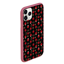 Чехол для iPhone 11 Pro Max матовый Красные Божьи коровки на черном фоне ladybug - фото 2