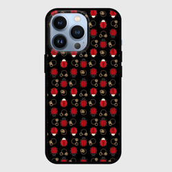 Чехол для iPhone 13 Pro Красные Божьи коровки на черном фоне ladybug