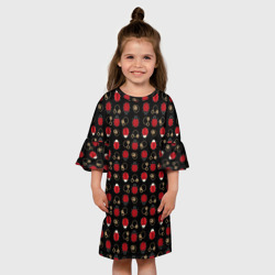 Детское платье 3D Красные Божьи коровки на черном фоне ladybug - фото 2