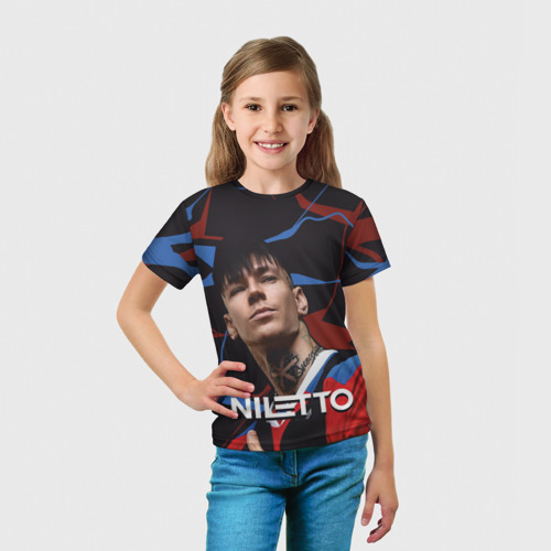 Детская футболка 3D Нилетто и красно-синие разводы, цвет 3D печать - фото 5