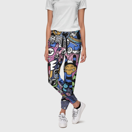 Женские брюки 3D с принтом Милые и веселые монстры, фото на моделе #1
