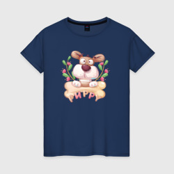 Собачка с косточкой – Женская футболка хлопок с принтом купить со скидкой в -20%