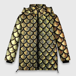 Женская зимняя куртка Oversize Чешуя золотая