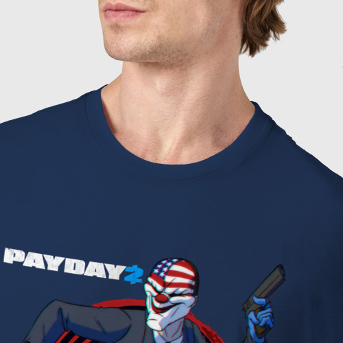 Мужская футболка хлопок Бегущий грабитель в маске/ принт, цвет темно-синий - фото 6