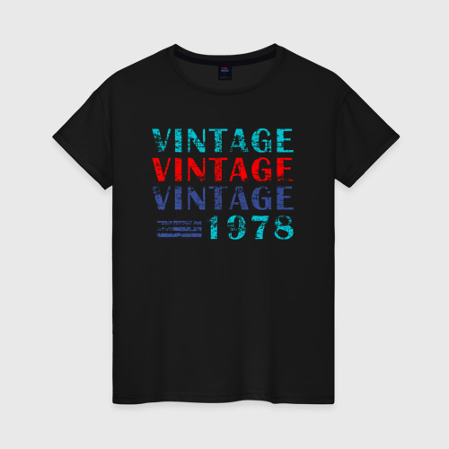 Женская футболка хлопок Винтаж 1978, цвет черный