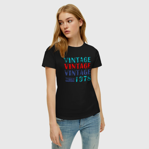 Женская футболка хлопок Винтаж 1978, цвет черный - фото 3