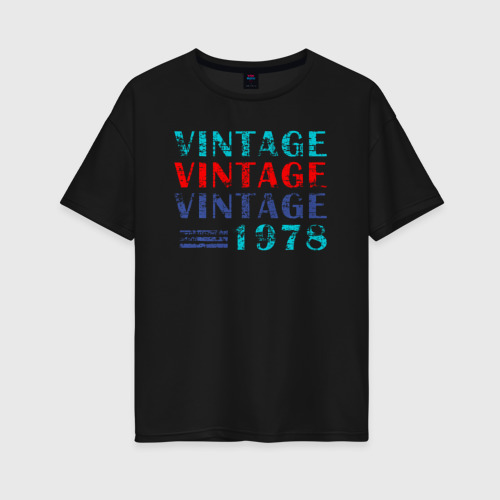 Женская футболка хлопок Oversize Винтаж 1978, цвет черный