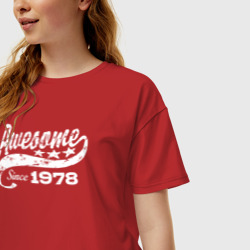 Женская футболка хлопок Oversize Awesome Since 1978 - фото 2