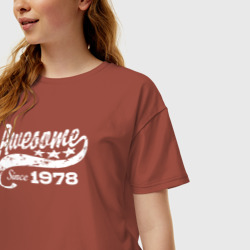 Женская футболка хлопок Oversize Awesome Since 1978 - фото 2