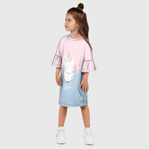 Детское платье 3D с принтом Малыш Единорог, фото на моделе #1