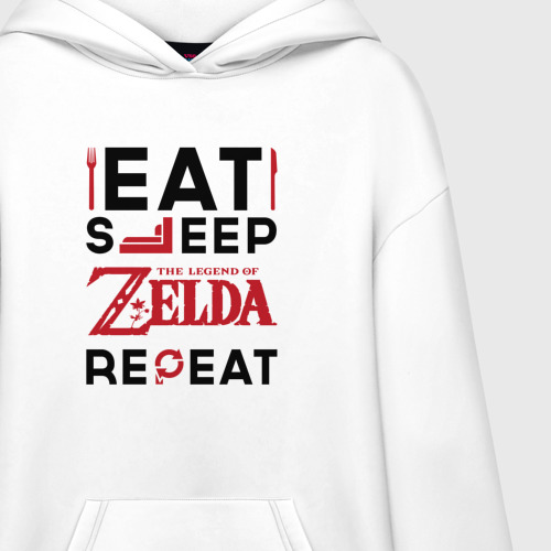 Худи SuperOversize хлопок Надпись: Eat Sleep Zelda Repeat, цвет белый - фото 3