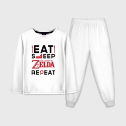 Детская пижама с лонгсливом хлопок Надпись: Eat Sleep Zelda Repeat