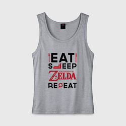 Женская майка хлопок Надпись: Eat Sleep Zelda Repeat