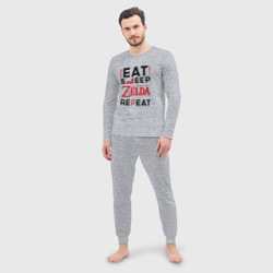 Мужская пижама с лонгсливом хлопок Надпись: Eat Sleep Zelda Repeat - фото 2