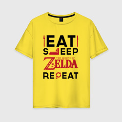 Женская футболка хлопок Oversize Надпись: Eat Sleep Zelda Repeat