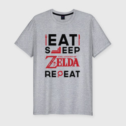 Мужская футболка хлопок Slim Надпись: Eat Sleep Zelda Repeat