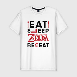 Мужская футболка хлопок Slim Надпись: Eat Sleep Zelda Repeat