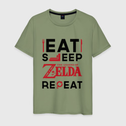 Мужская футболка хлопок Надпись: Eat Sleep Zelda Repeat