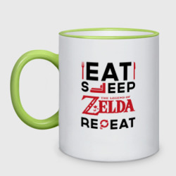 Кружка двухцветная Надпись: Eat Sleep Zelda Repeat