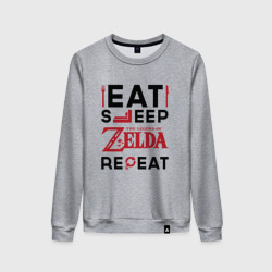 Женский свитшот хлопок Надпись: Eat Sleep Zelda Repeat