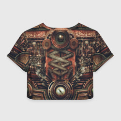 Женская футболка Crop-top 3D Mechanical device in Steampunk Retro style