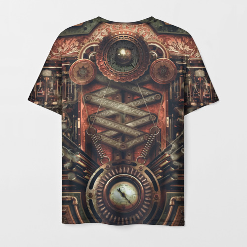Мужская футболка с принтом Mechanical device in Steampunk Retro style, вид сзади №1