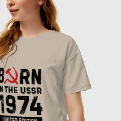 Женская футболка хлопок Oversize Born In The USSR 1974 Limited Edition - фото 2