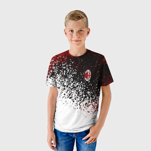 Детская футболка 3D с принтом Ac milan / краска, фото на моделе #1