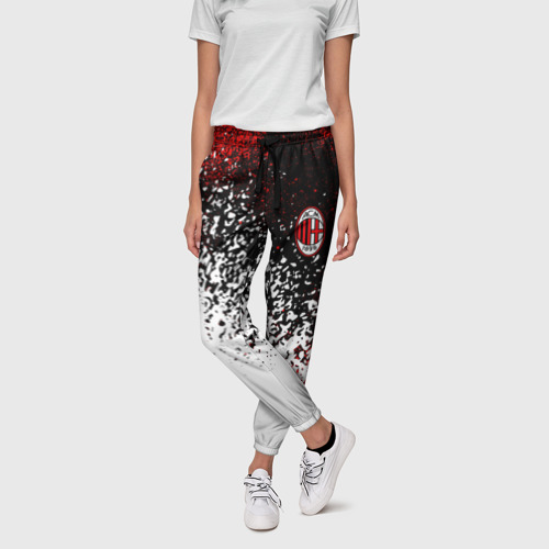Женские брюки 3D с принтом Ac milan / краска, фото на моделе #1