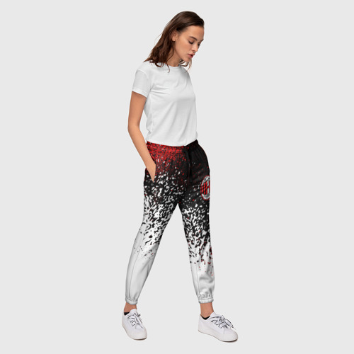 Женские брюки 3D с принтом Ac milan / краска, вид сбоку #3