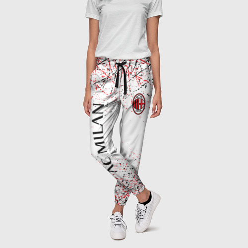 Женские брюки 3D с принтом Ac milan / logo, фото на моделе #1
