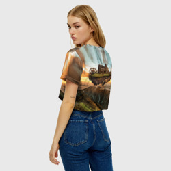 Женская футболка Crop-top 3D Горный пейзаж в стиле Стимпанк - фото 2