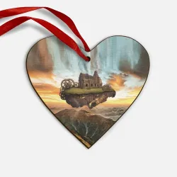 Деревянная игрушка Сердце Горный пейзаж в стиле Стимпанк