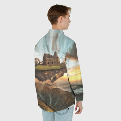 Мужская рубашка oversize 3D Горный пейзаж в стиле Стимпанк - фото 2