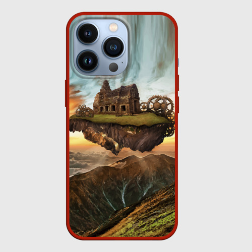 Чехол для iPhone 13 Pro Горный пейзаж в стиле Стимпанк, цвет красный
