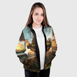 Женская куртка 3D Горный пейзаж в стиле Стимпанк - фото 2