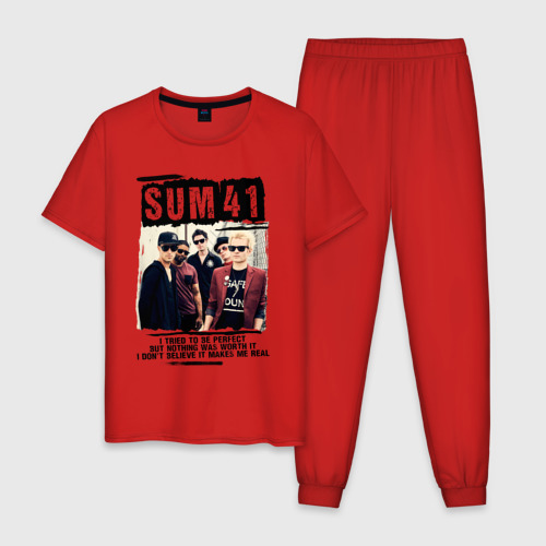 Мужская пижама хлопок Sum 41 pieces, цвет красный