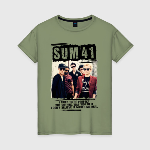 Женская футболка хлопок Sum 41 pieces, цвет авокадо