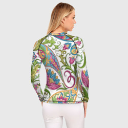 Рашгард с принтом Fashionable floral Oriental pattern / Summer 2025 для женщины, вид на модели сзади №2. Цвет основы: белый