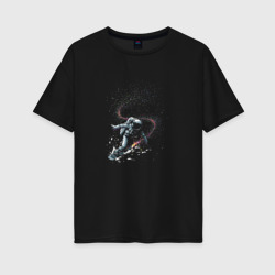 Женская футболка хлопок Oversize Космический Сноубординг