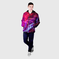 Мужская куртка 3D Неоновые линии и фонари - Красный - фото 2