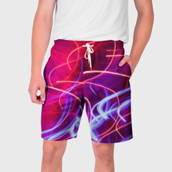 Мужские шорты 3D Неоновые линии и фонари - Красный