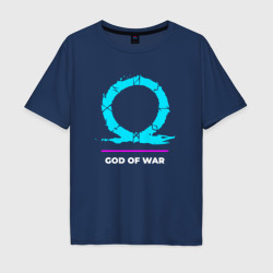 Мужская футболка хлопок Oversize Символ God of War в неоновых цветах