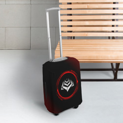 Чехол для чемодана 3D Символ Warframe и краска вокруг на темном фоне - фото 2
