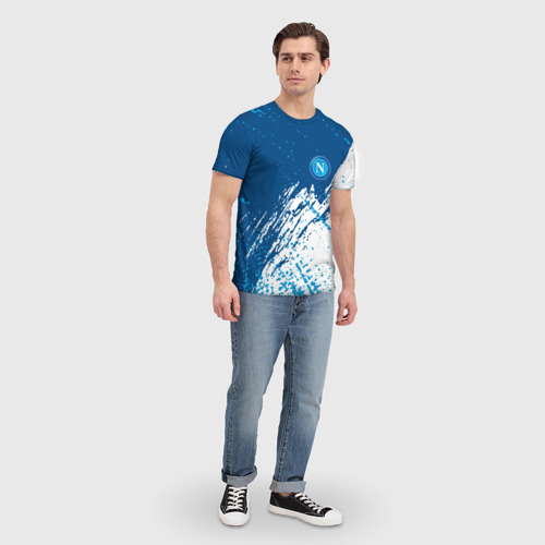 Мужская футболка 3D с принтом Napoli / краска, вид сбоку #3