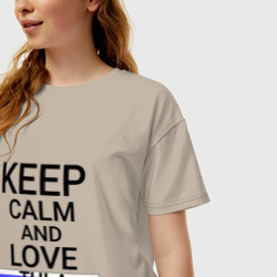 Женская футболка хлопок Oversize Keep calm Tula Тула - фото 2