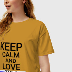 Женская футболка хлопок Oversize Keep calm Tula Тула - фото 2