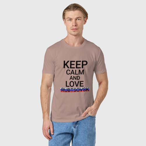 Мужская футболка хлопок Keep calm Rubtsovsk (Рубцовск), цвет пыльно-розовый - фото 3