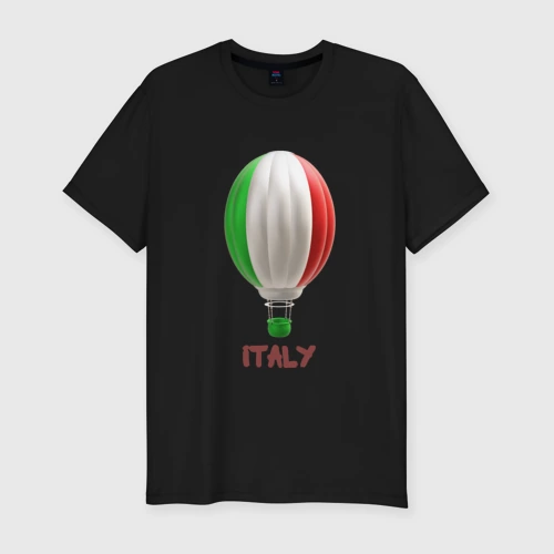 Мужская футболка хлопок Slim 3d aerostat Italy flag
