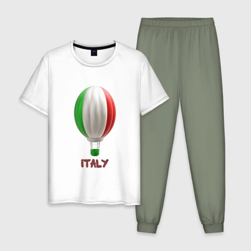 Мужская пижама с белой футболкой хлопок 3d aerostat Italy flag